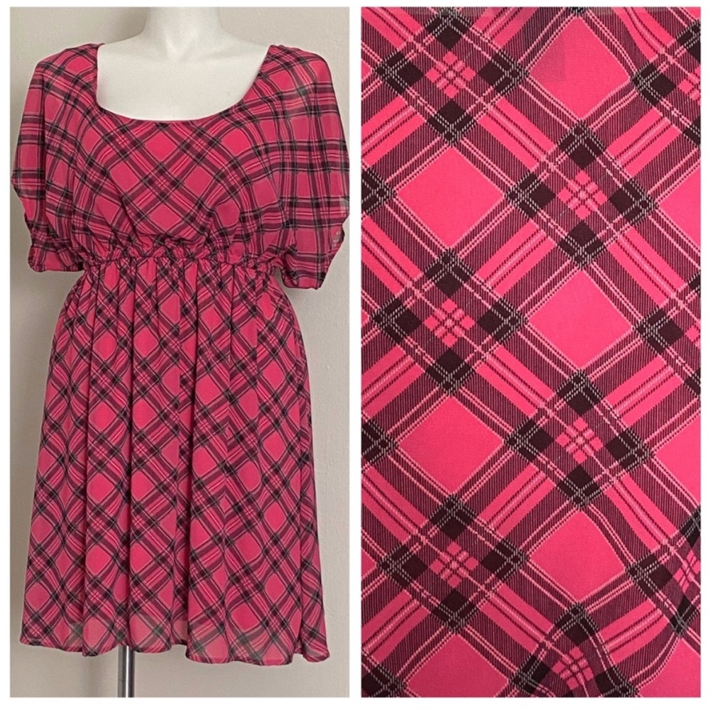 torrid Pink and Black Plaid Mini Dress